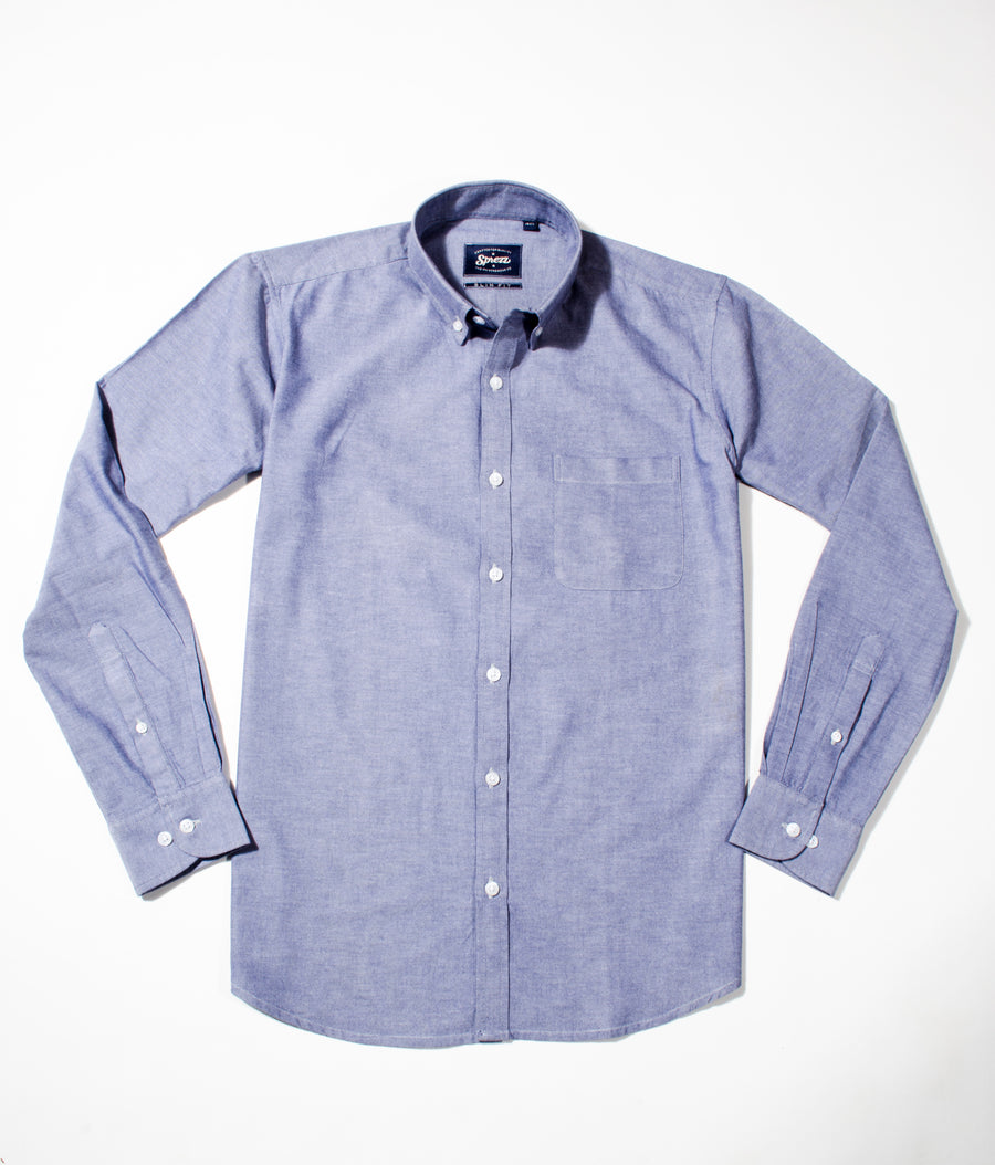 Blue Oxford Button Down Slim Fit Shirt