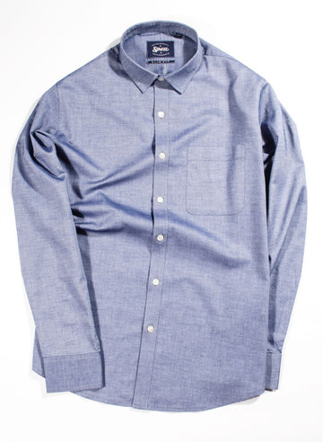 Blue Chambray Cutaway Down Slim Fit Shirt