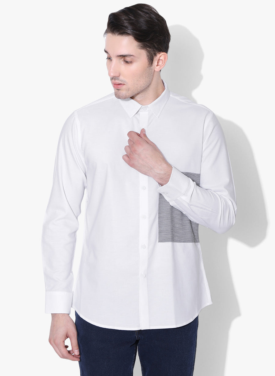 Shiro Color Block Cutaway Collar Shirt