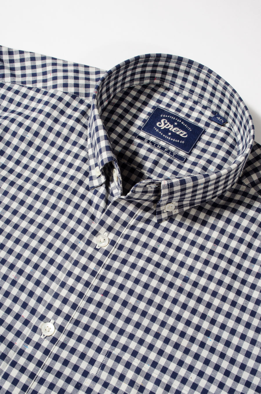 Donegal Navy Blue Gingham Check Button Down Slim Fit Shirt