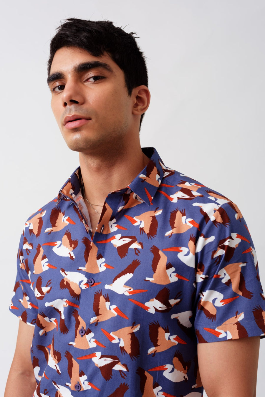 Pelican Print Cotton Half Sleeves Shirt