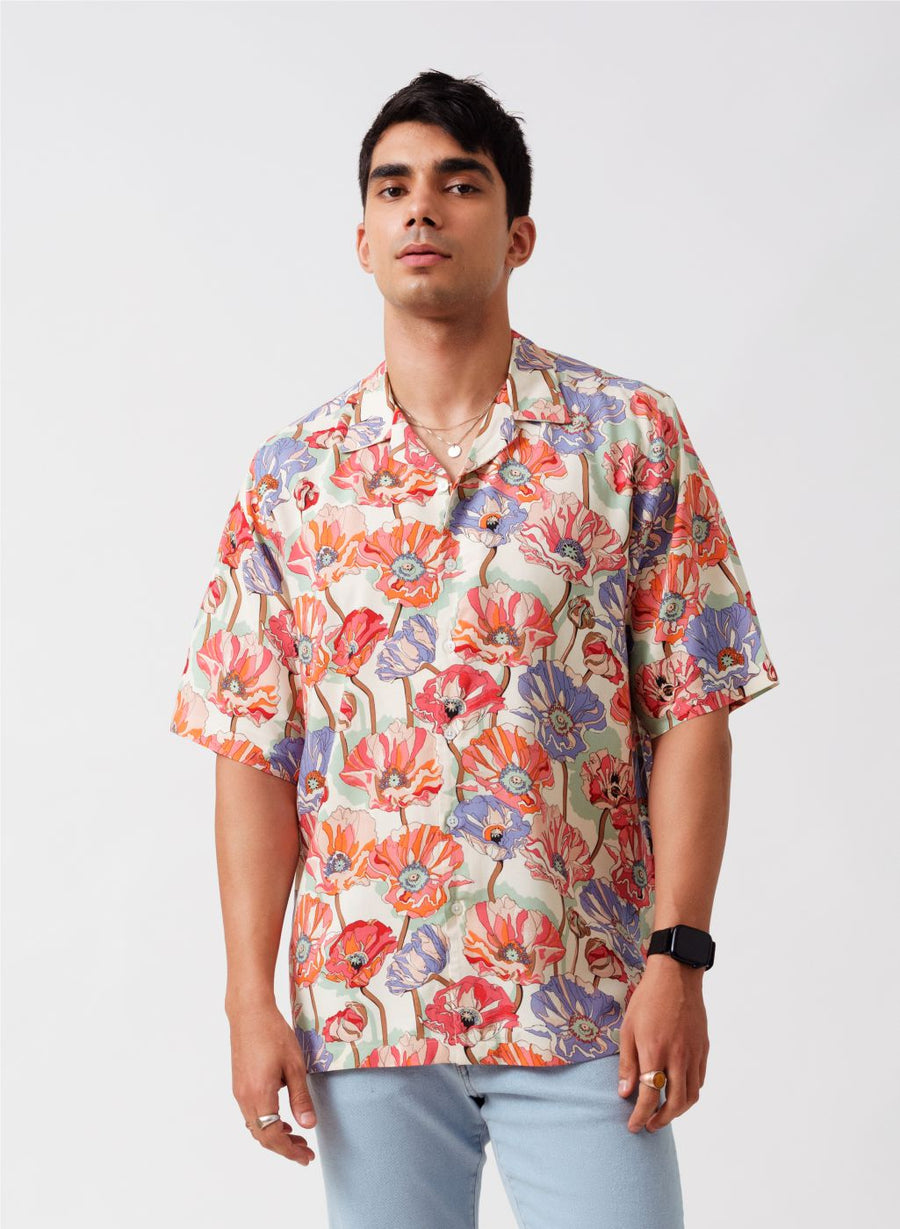 Hawaiian Floral Oversized Viscose Shirt