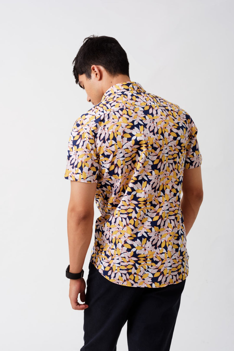 Flora Print Cotton Slim Fit Half Sleeves Shirt