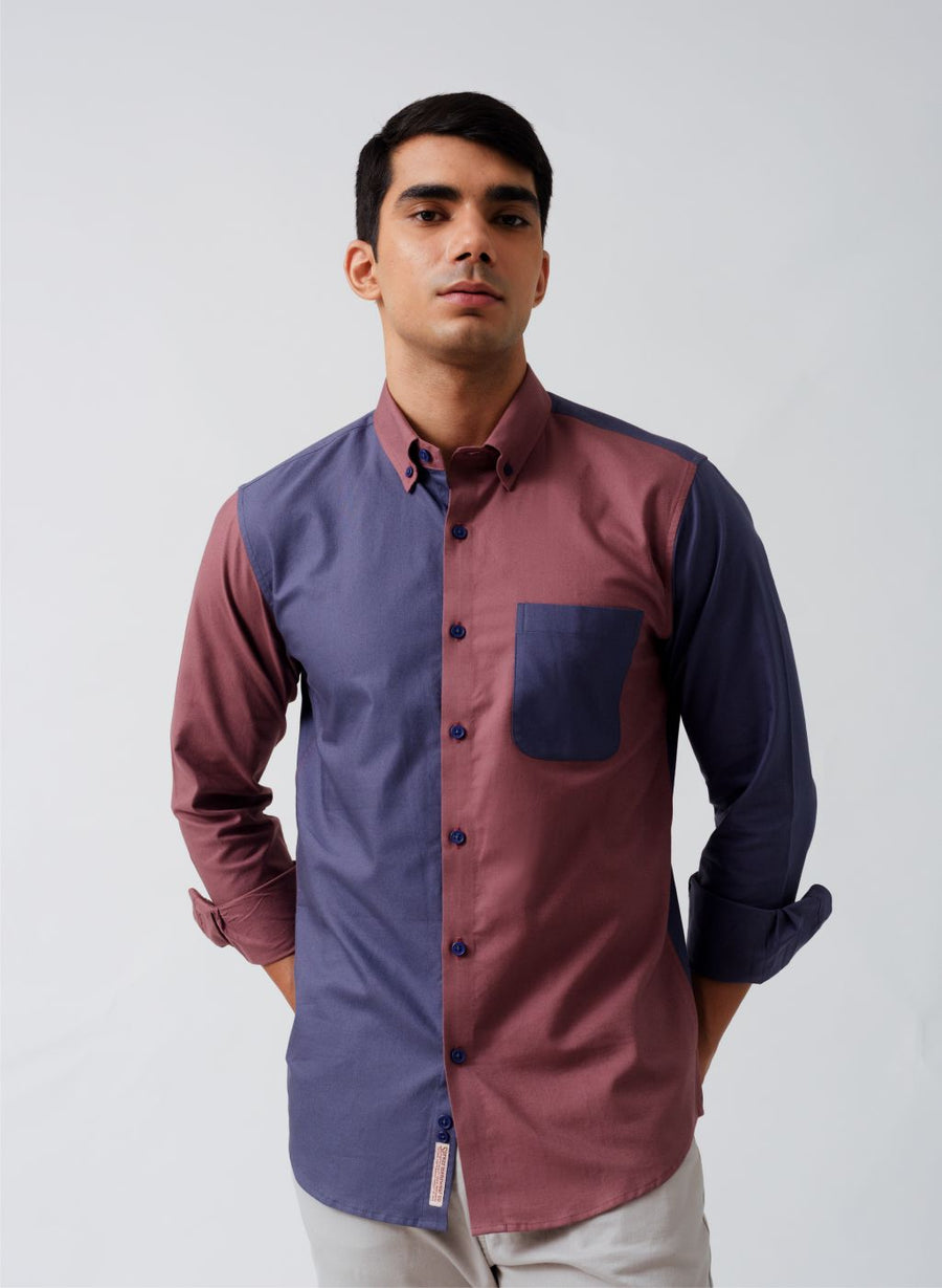 Dual Color Block Oxford Shirt