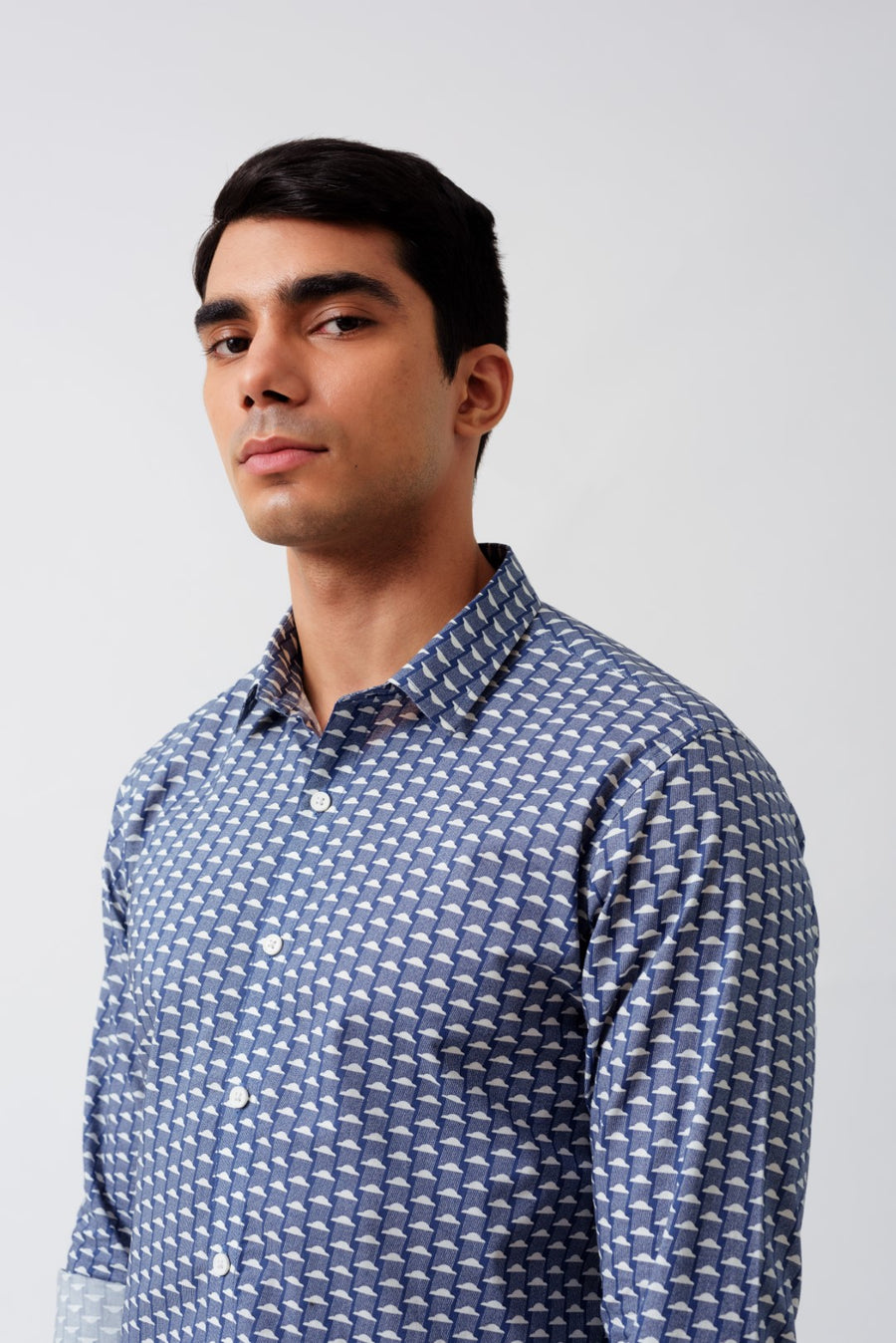 Kumo Cloud Print Cutaway Collar Shirt