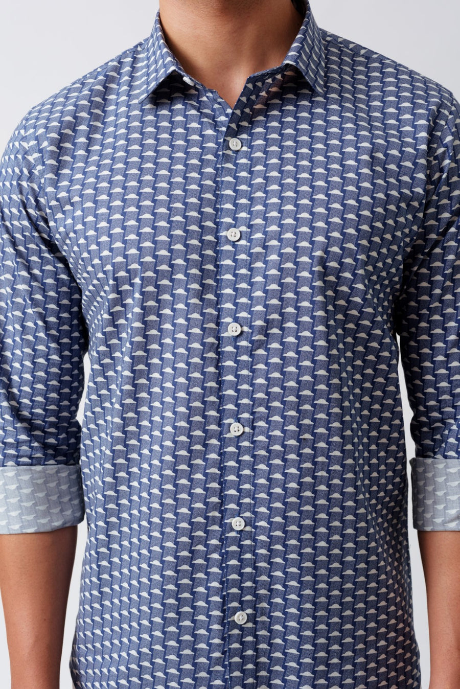 Kumo Cloud Print Cutaway Collar Shirt