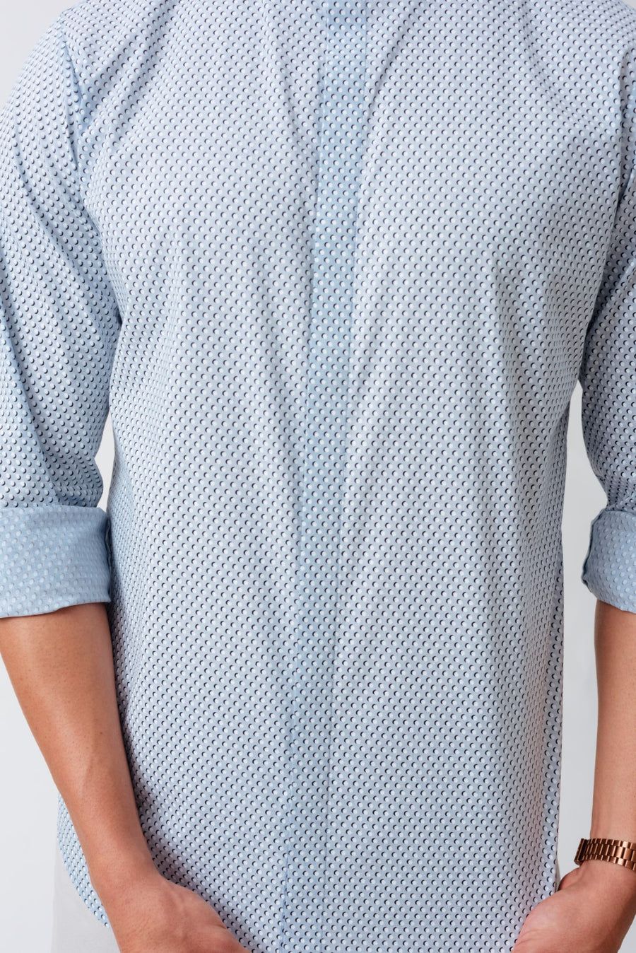 Sky Blue Polka Cotton Full Sleeves Shirt