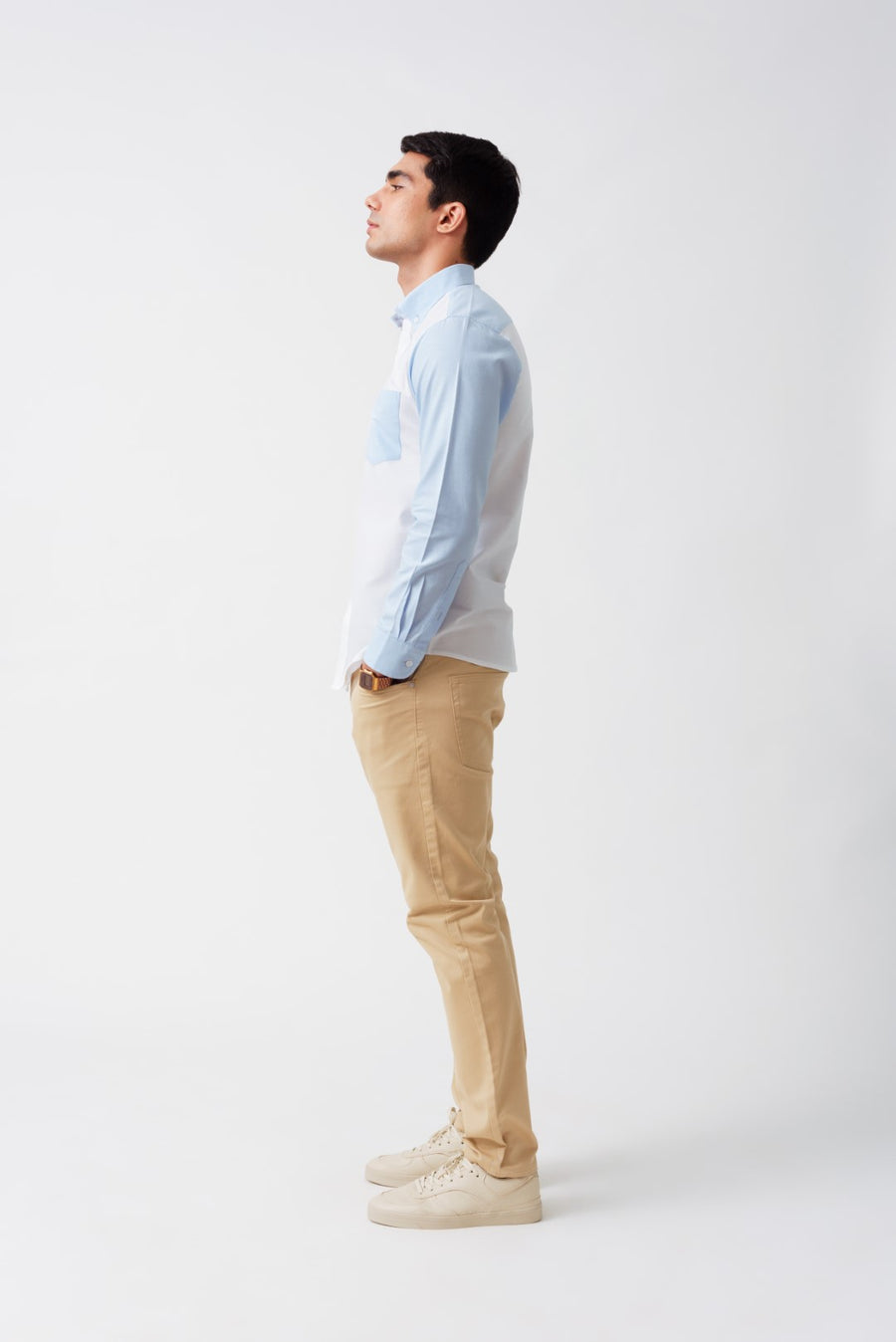 Color Block Oxford Button Down Slim Fit Shirt