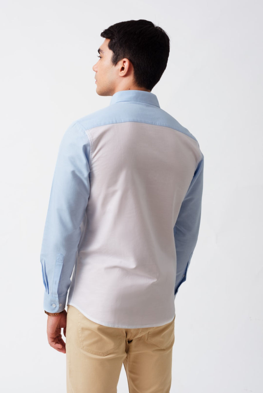 Color Block Oxford Button Down Slim Fit Shirt