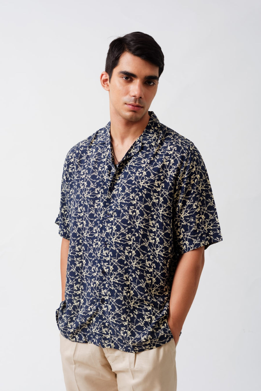 Midnight Floral Oversized Viscose Shirt