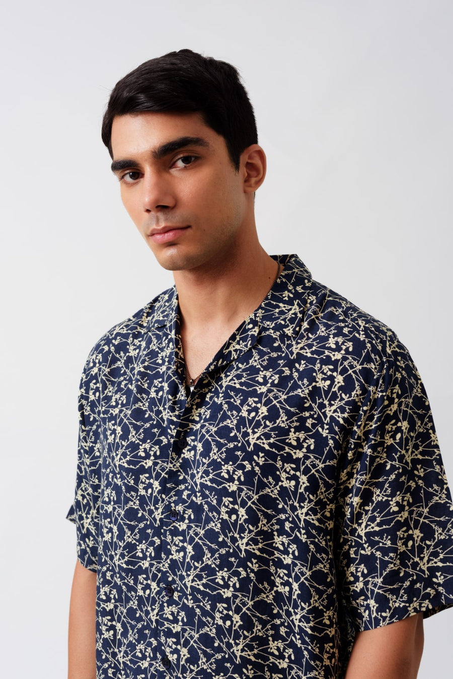 Midnight Floral Oversized Viscose Shirt