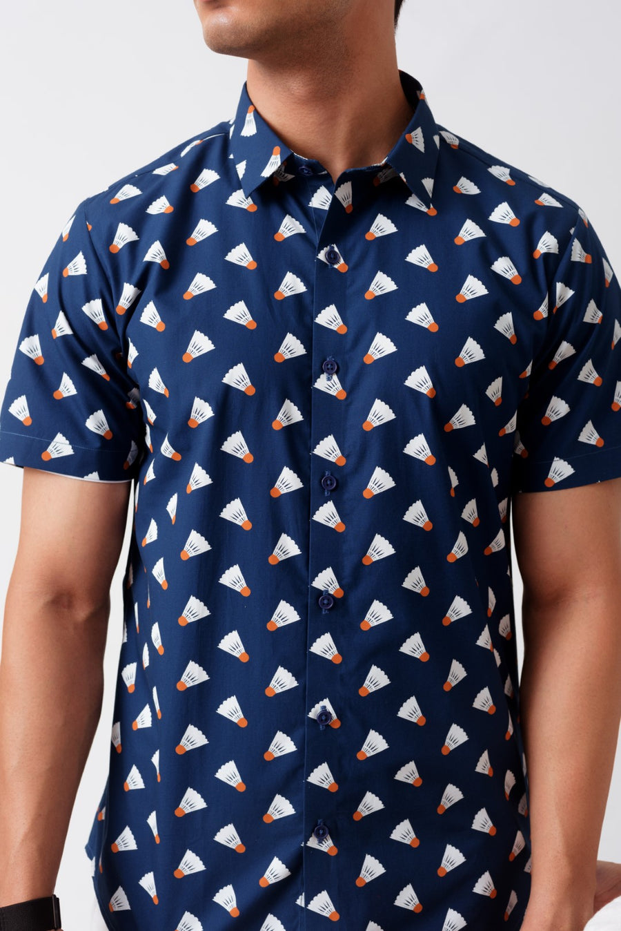 Shuttle Print Half Sleeves Slim Fit Shirt