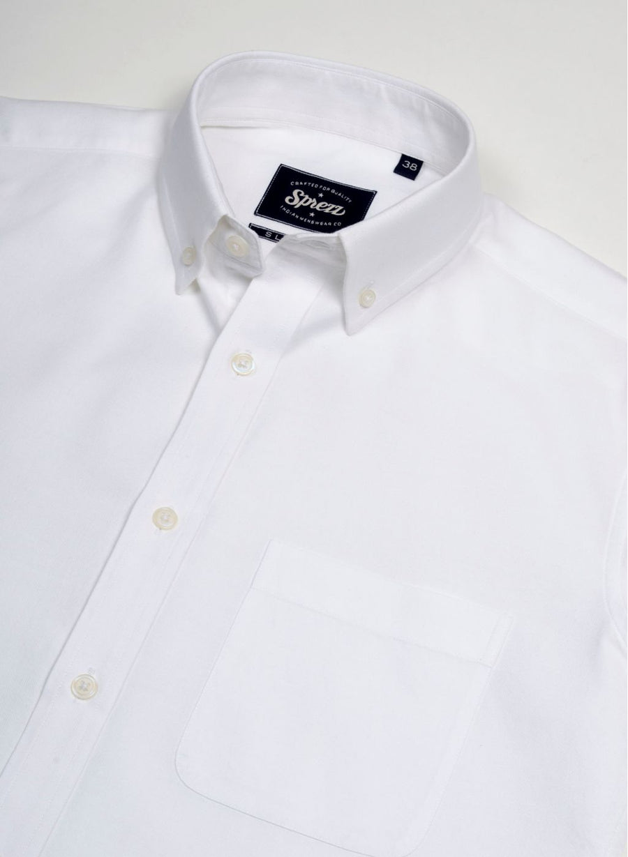 White Oxford Button Down Slim Fit Shirt
