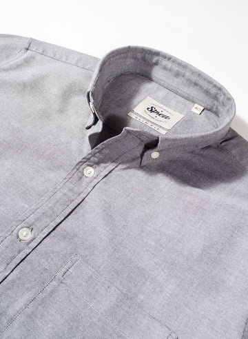 Grey Oxford Button Down Slim Fit Shirt