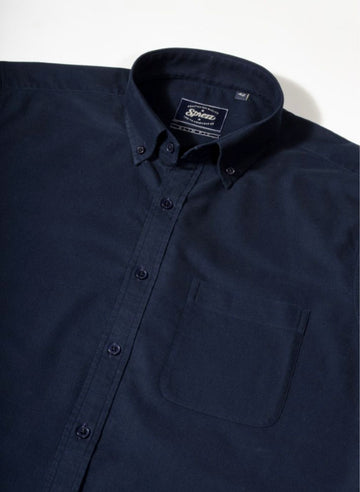 Navy Blue Oxford Button Down Slim Fit Shirt