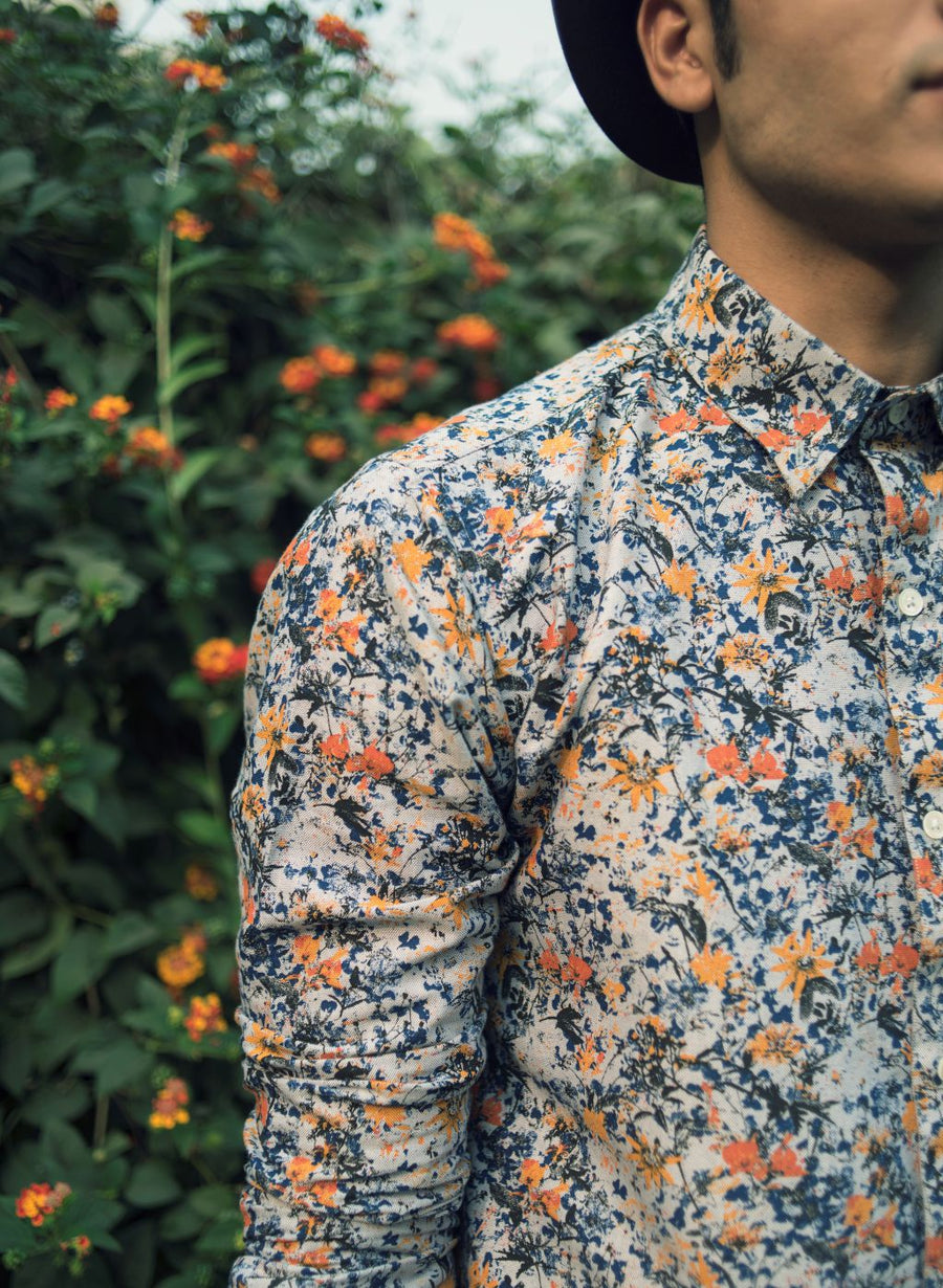 Furō Floral Print Button Down Slim Fit Shirt