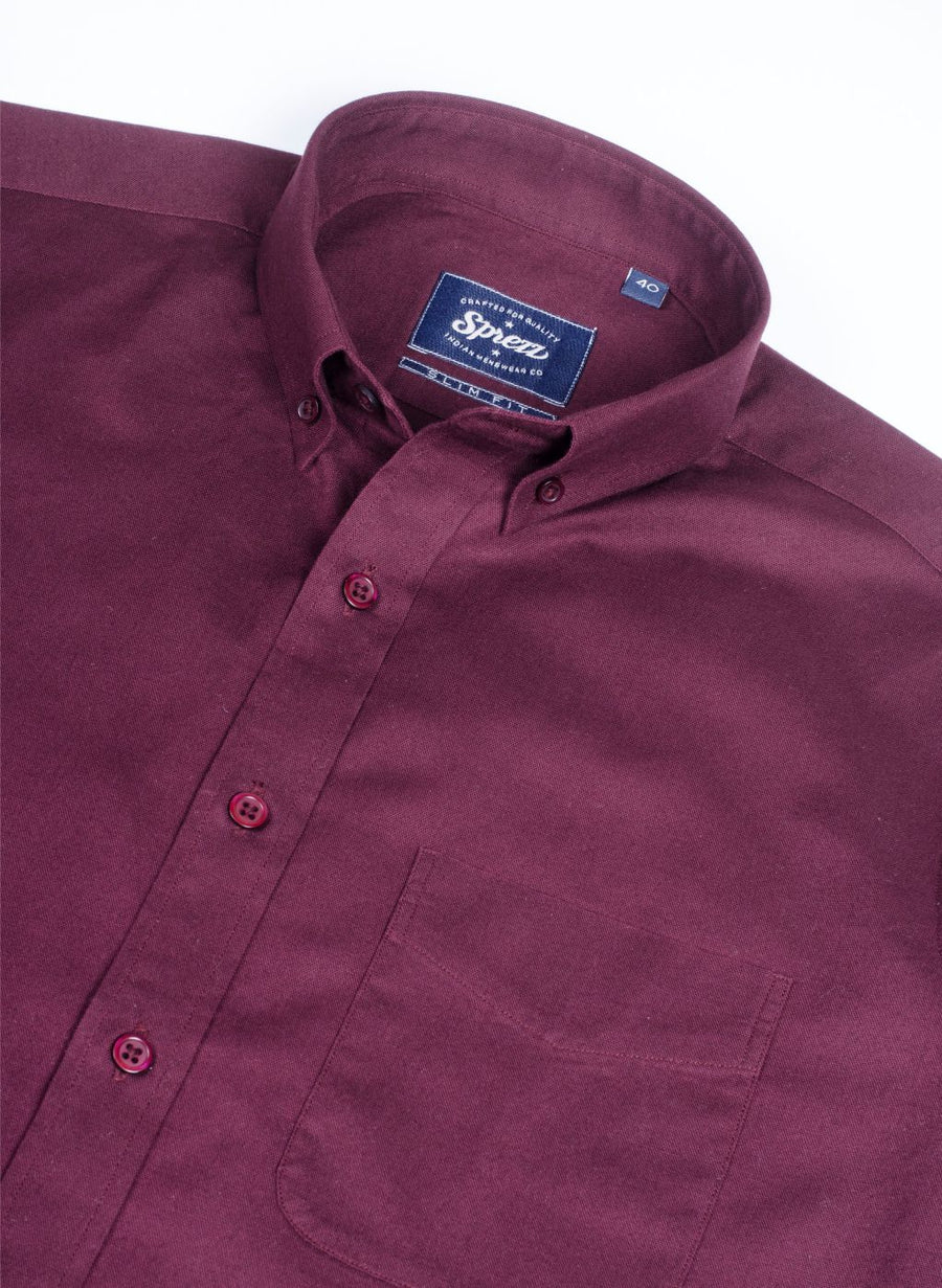 Maroon Oxford Button Down Shirt