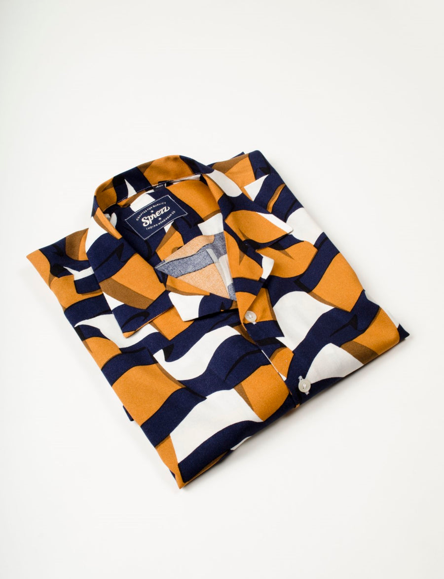 Tesselate Print Oversized Viscose Shirt