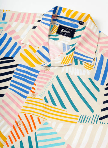 Abstract Print Oversized Viscose Shirt