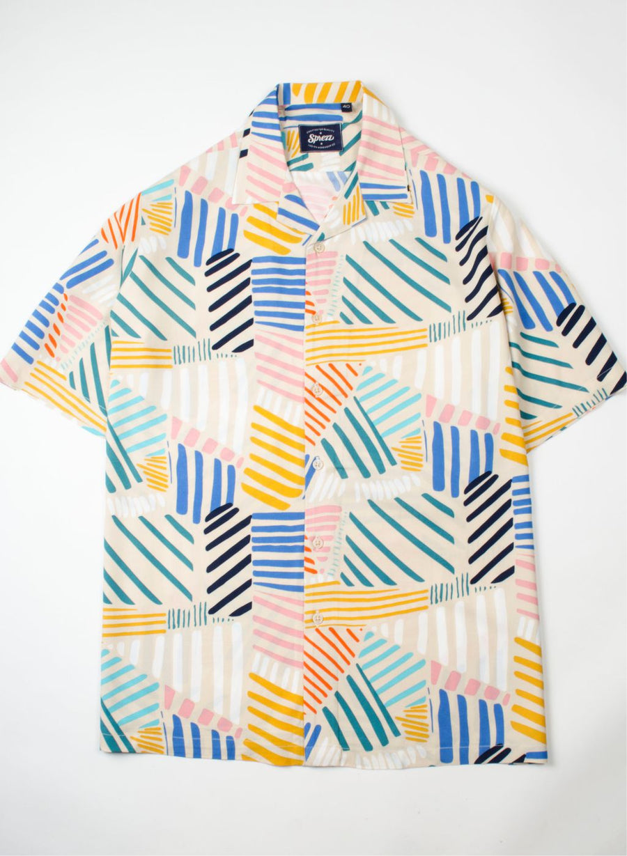Abstract Print Oversized Viscose Shirt