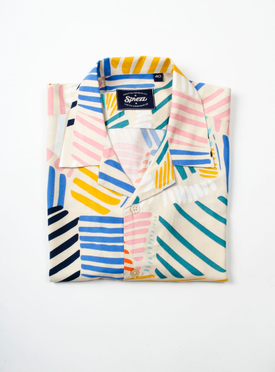Abstract Print Oversized Viscose Shirt