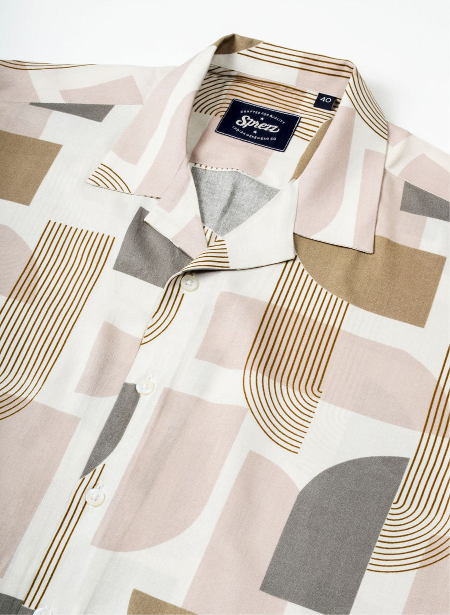 Art Deco Print Oversized Viscose Shirt