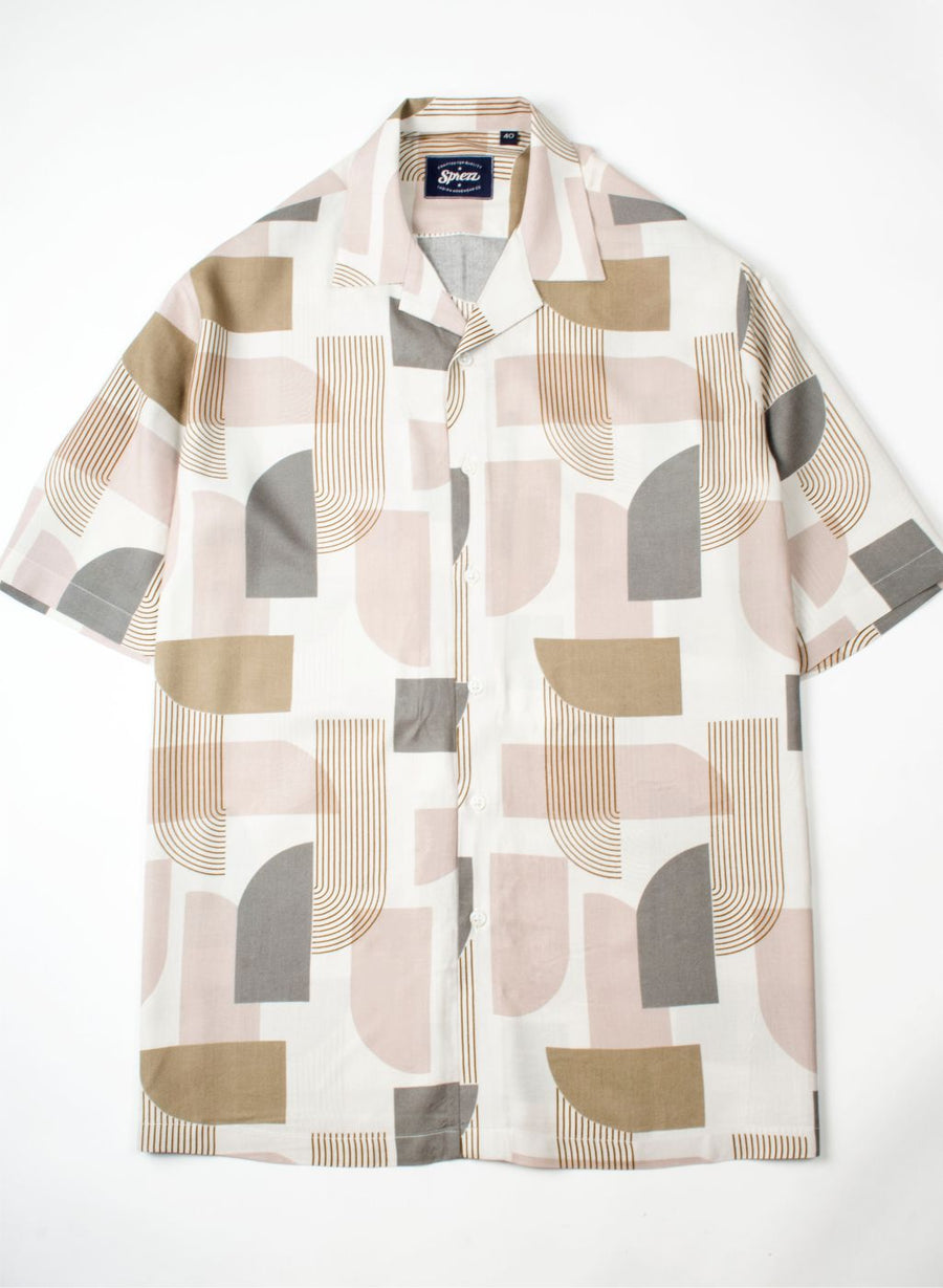 Art Deco Print Oversized Viscose Shirt