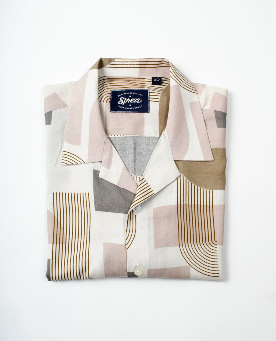 Art Deco Print Oversized Viscose Shirt