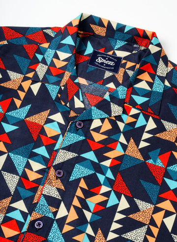 Aztec Print Oversized Viscose Shirt