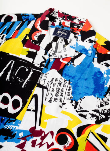 Graffiti Print Oversized Viscose Shirt