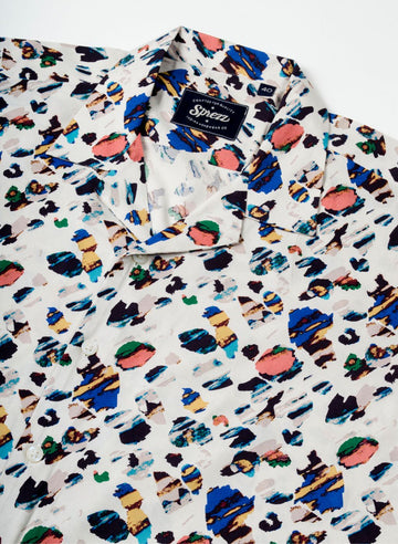 Marble Print Oversized Viscose Shirt