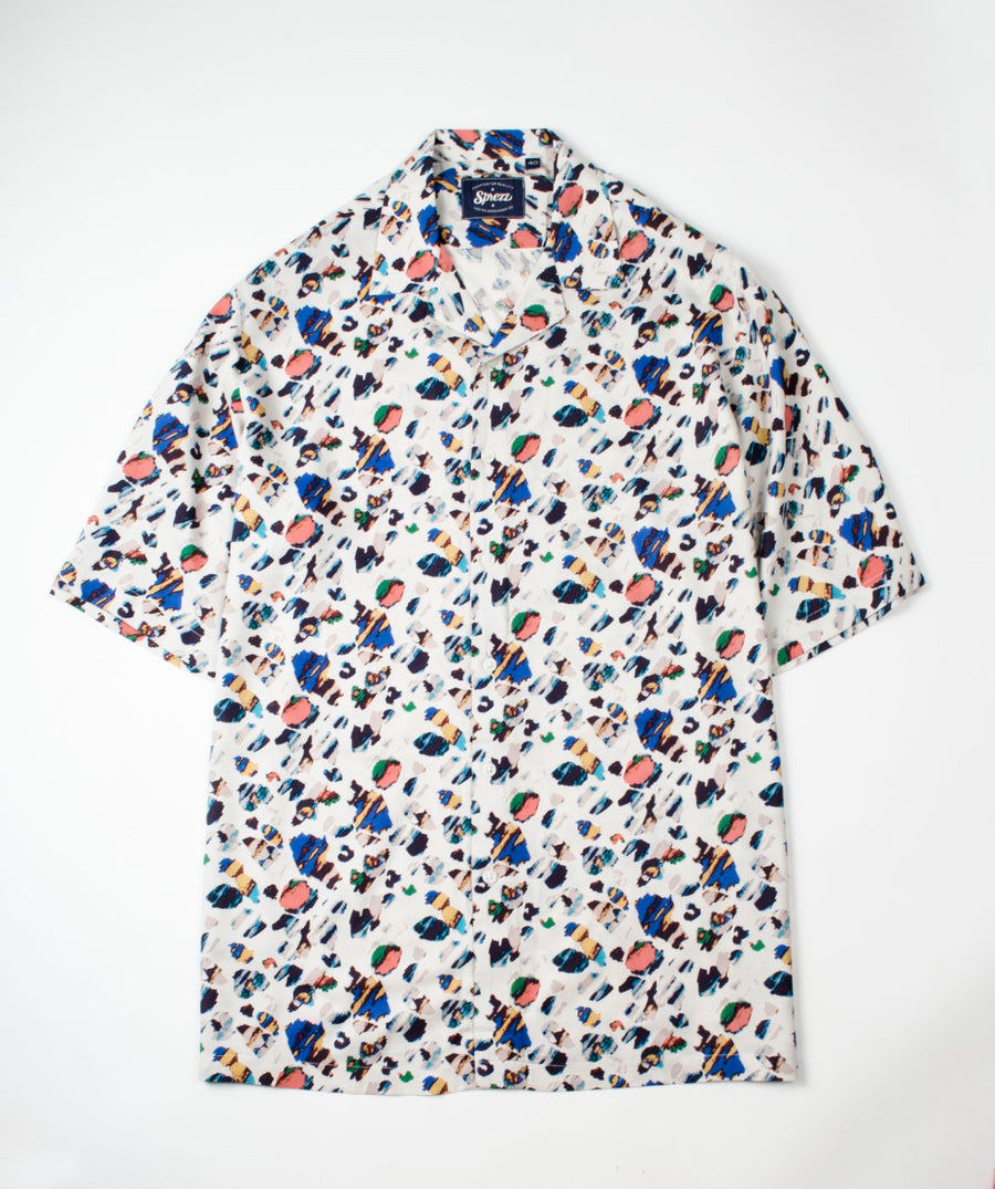 Retro Marble Print Oversized Viscose Shirt