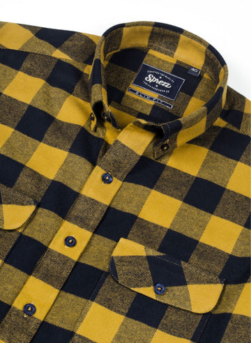 Soft Flannel Check Button Down Collar Shirt