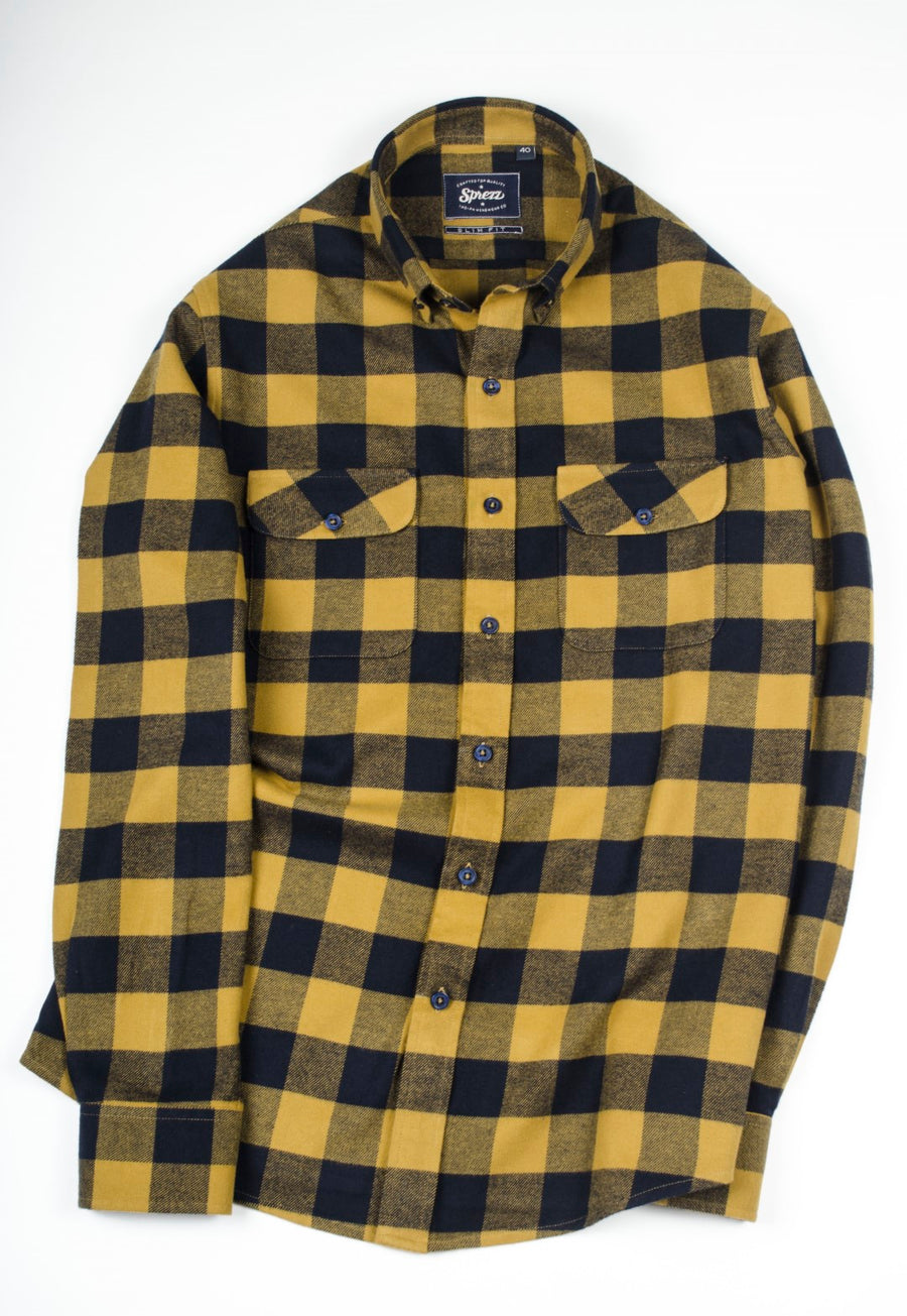 Soft Flannel Check Button Down Collar Shirt