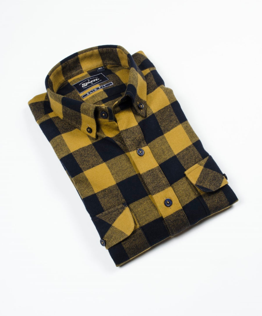 Soft Flannel Check Button Down Collar Shirt