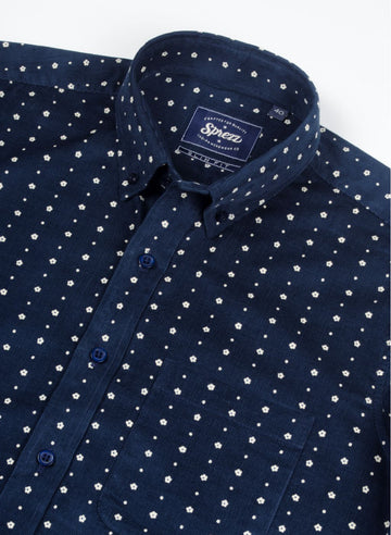 Corduroy Daisy Print Button Down Shirt