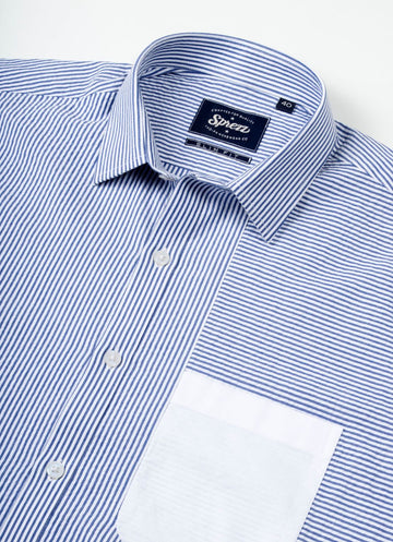 Color Block Seer Sucker Slim Fit Shirt