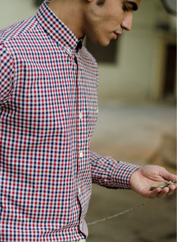 Donegal Multi Gingham Check Button Down Slim Fit Shirt