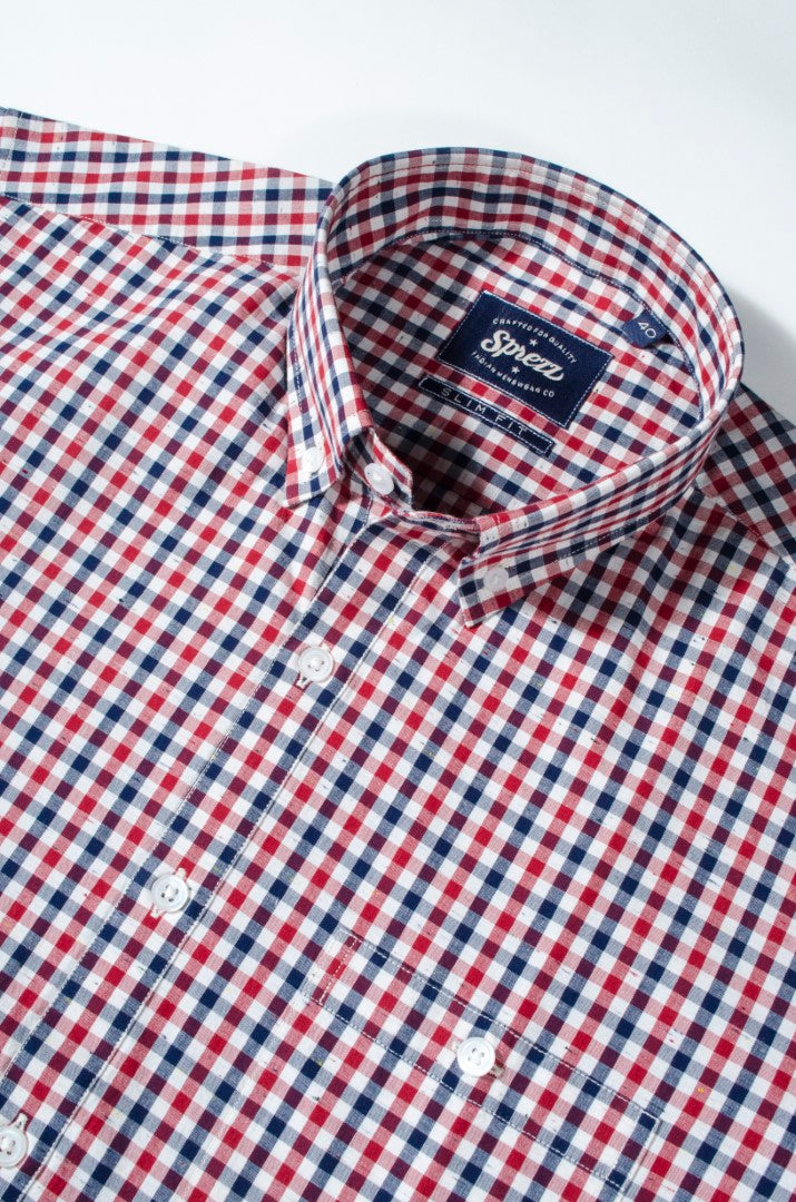 Donegal Multi Gingham Check Button Down Slim Fit Shirt