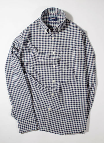 Donegal Navy Blue Gingham Check Button Down Slim Fit Shirt