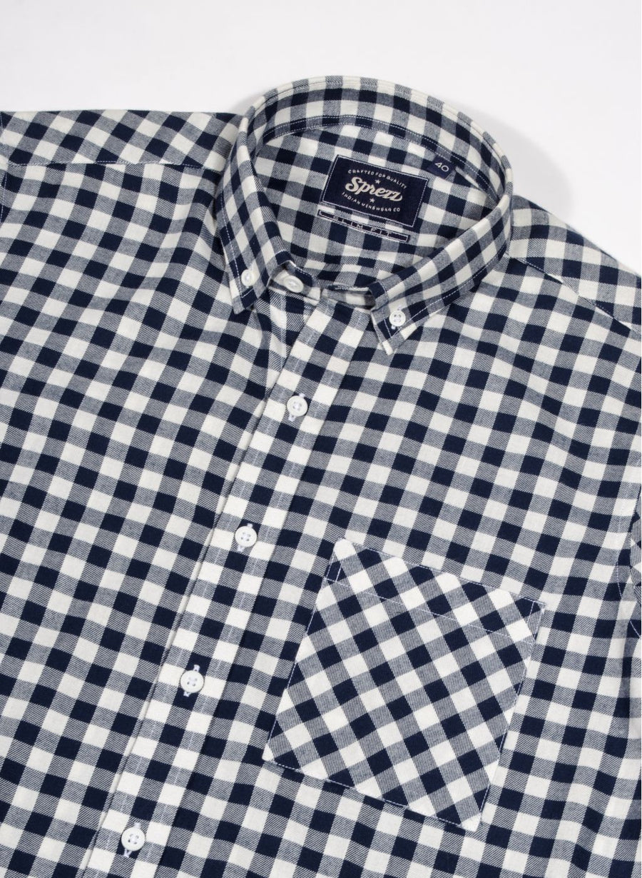 Light Gingham Flannel Button Down Shirt