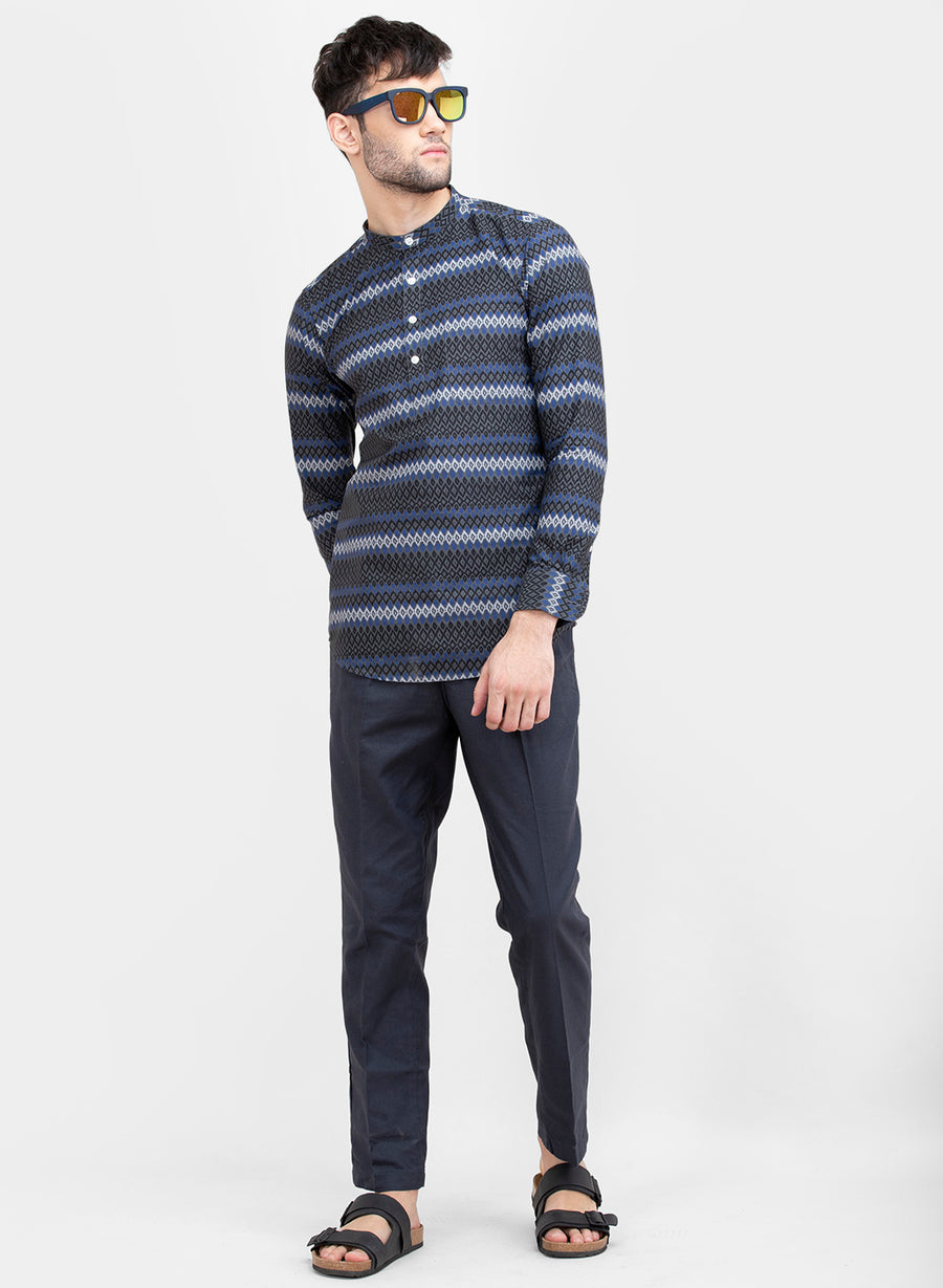 Navjo Indigo Pop Over Slim Fit Shirt