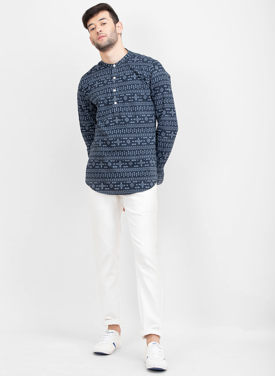 Nordic Indigo Pop Over Slim Fit Shirt