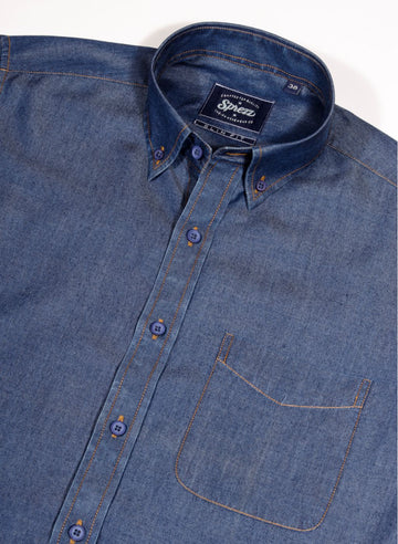 Light Weight Washed Denim Slim Fit Shirt