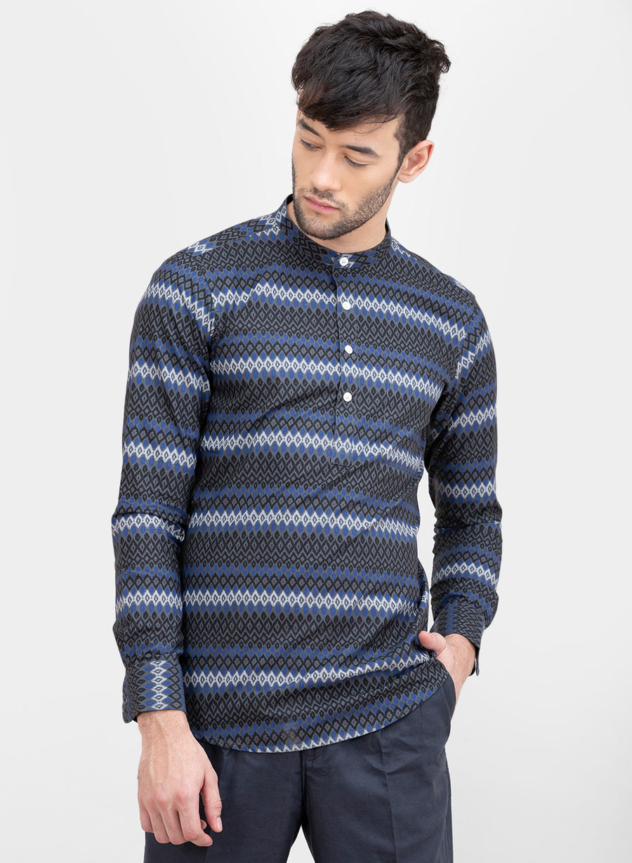 Navjo Indigo Pop Over Slim Fit Shirt