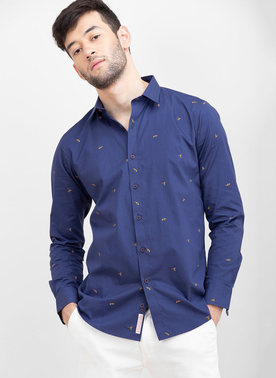 Bird Of Paradise Print Slim Fit Shirt