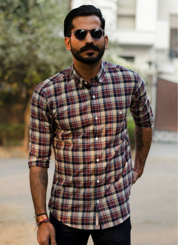 Hipster Brushed Check Button Down Shirt