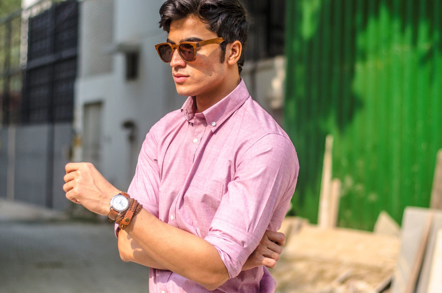 Pink Fil A Fil Button Down Shirt