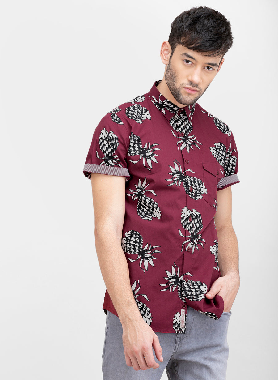 Summer Fruits Slim Fit Half Sleeves Shirt