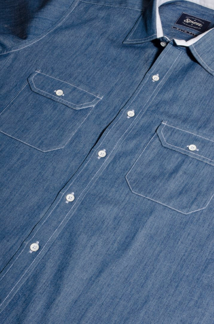 Work Wear Denim Slim Fit Shirt